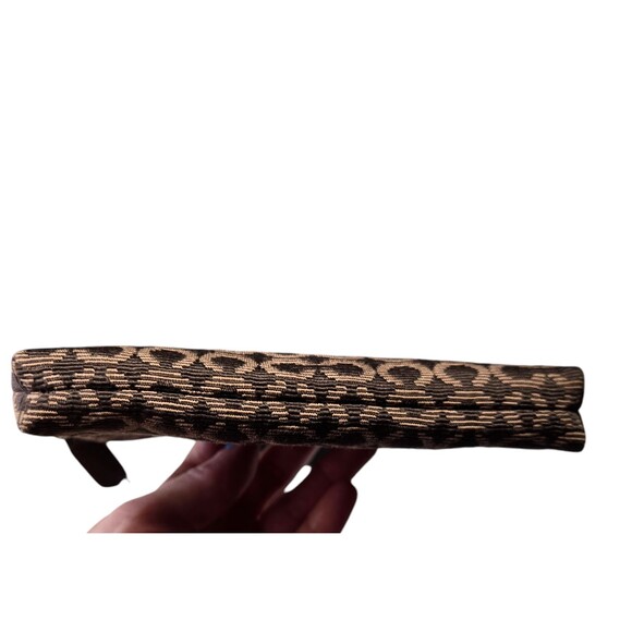 Coach Brown Signature Optic C‎ Double Zip  Wallet Pouch Clutch - Picture 5 of 9